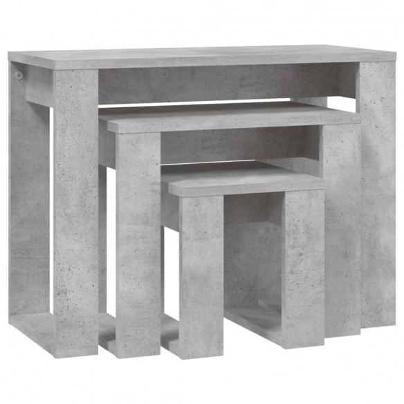 Tables gigognes 3 pcs Gris béton Bois d'ingénierie