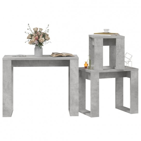 Tables gigognes 3 pcs Gris béton Bois d'ingénierie