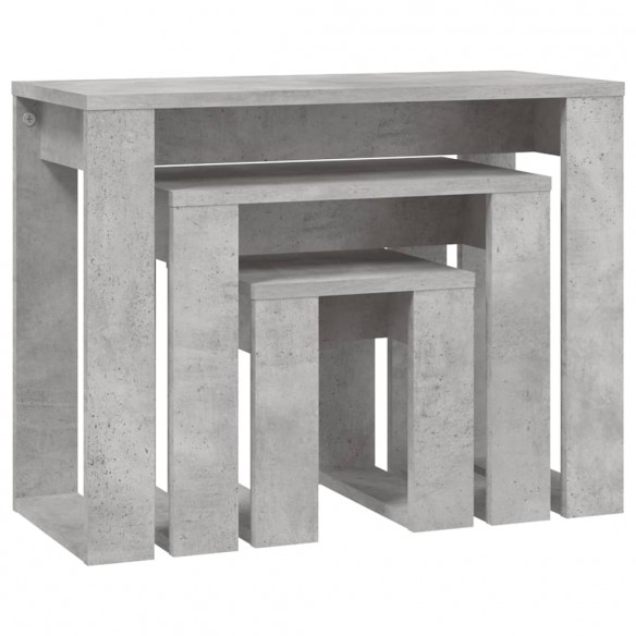 Tables gigognes 3 pcs Gris béton Bois d'ingénierie