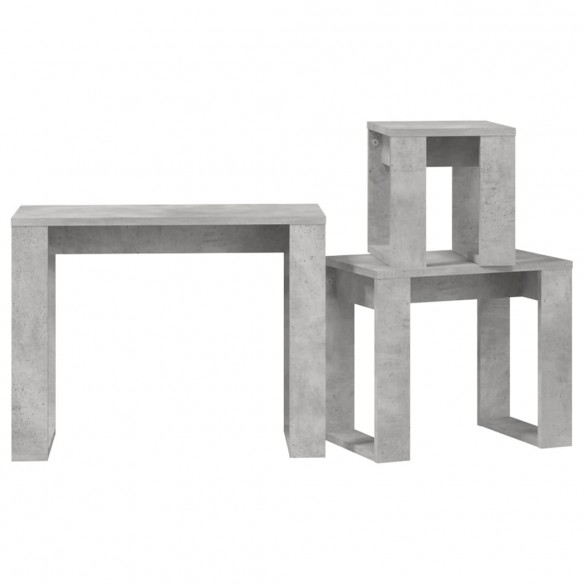 Tables gigognes 3 pcs Gris béton Bois d'ingénierie