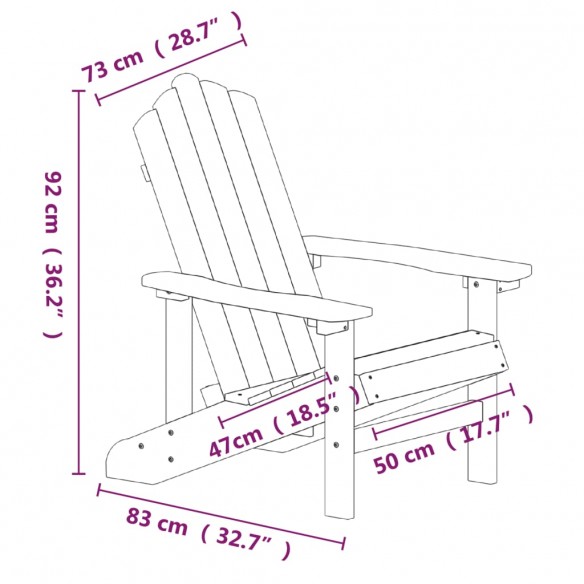 Chaise Adirondack de jardin PEHD Bleu marine