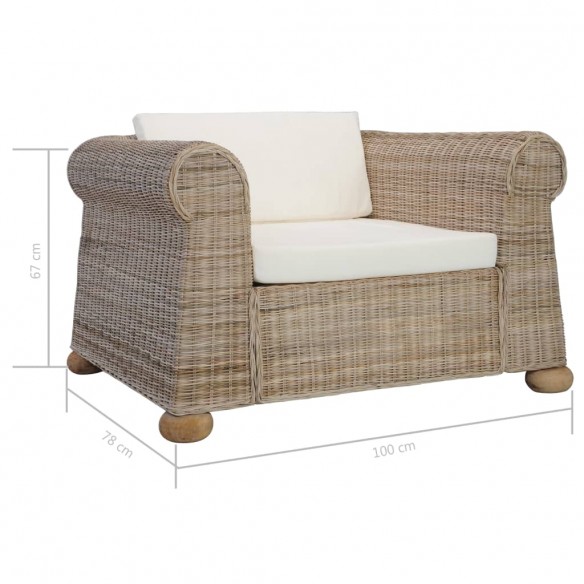 Fauteuil avec coussins Rotin naturel