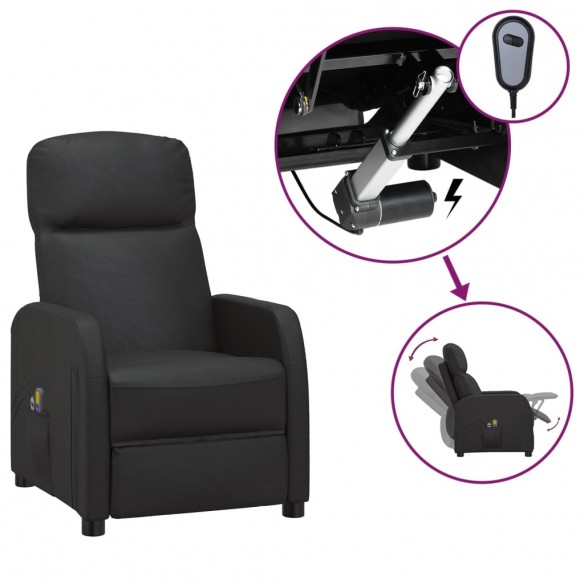 Fauteuil électrique de massage Noir Similicuir