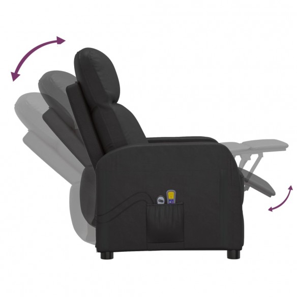 Fauteuil électrique de massage Noir Similicuir