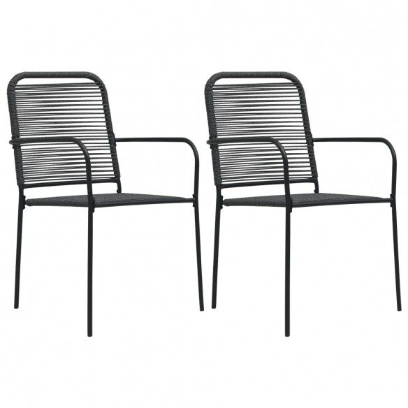 Chaises de jardin 2 pcs Corde en coton et acier Noir