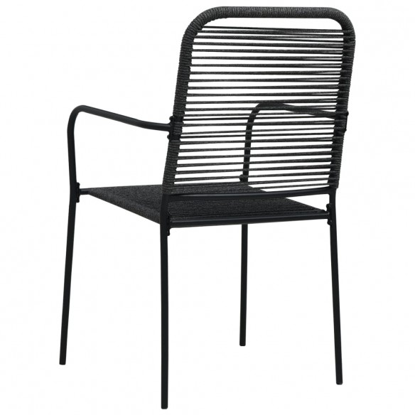 Chaises de jardin 2 pcs Corde en coton et acier Noir