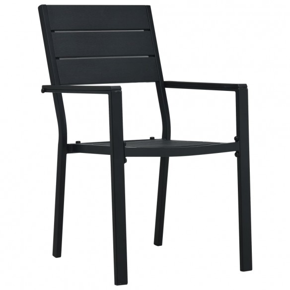 Chaises de jardin 4 pcs Noir PEHD Aspect de bois