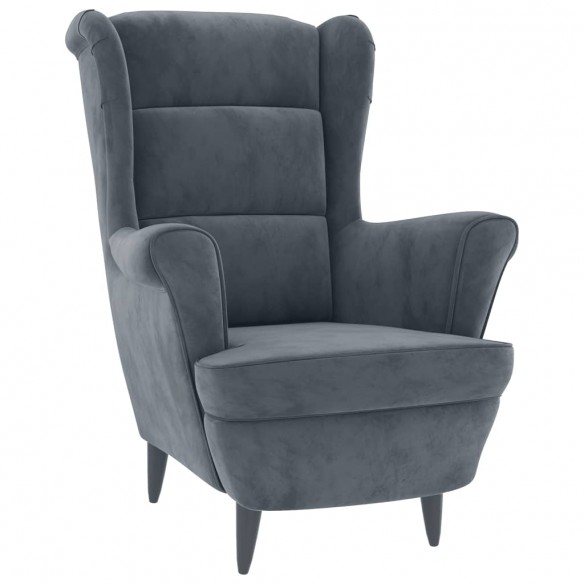 Fauteuil gris foncé velours