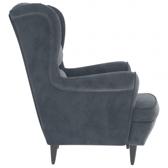 Fauteuil gris foncé velours