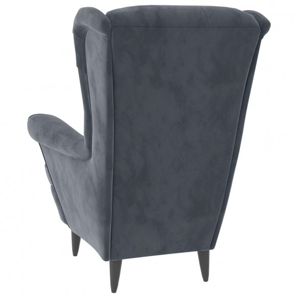 Fauteuil gris foncé velours