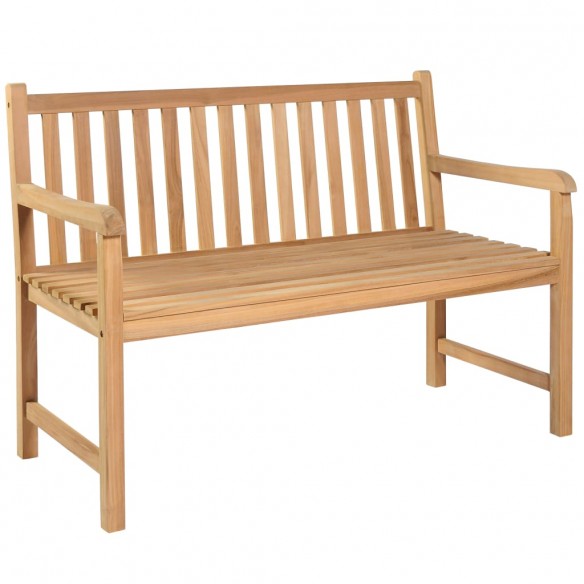 Banc de jardin avec coussin rouge 120 cm Bois de teck massif