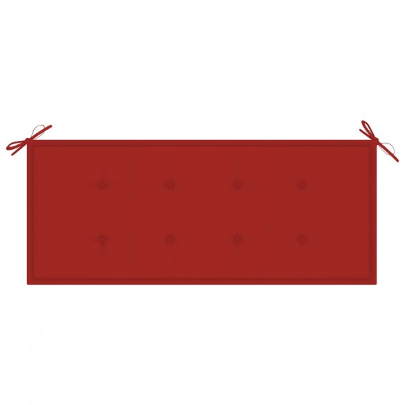 Banc de jardin avec coussin rouge 120 cm Bois de teck massif