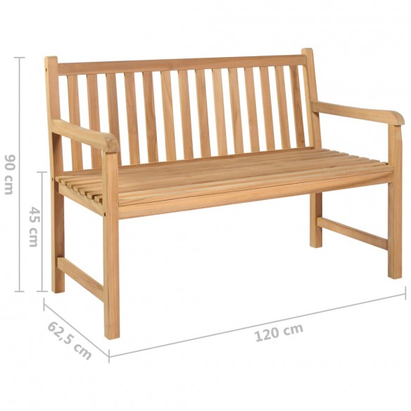 Banc de jardin avec coussin rouge 120 cm Bois de teck massif