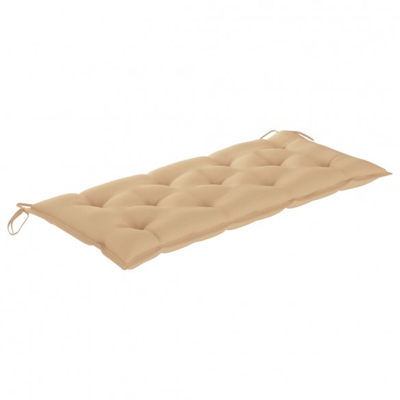 Banc de jardin avec coussin beige 120 cm Bois de teck massif