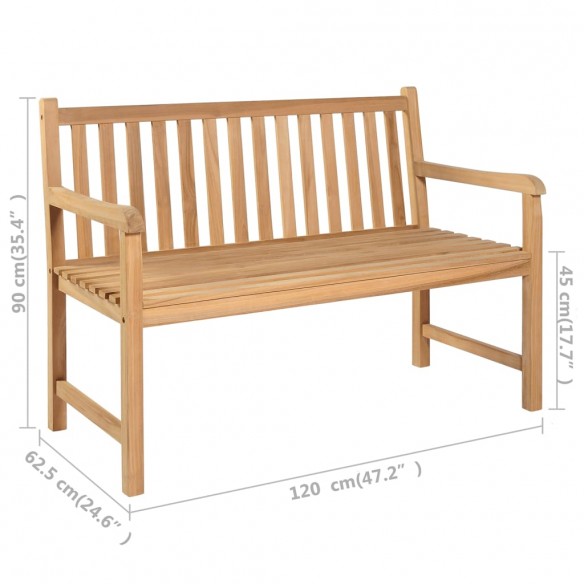 Banc de jardin avec coussin beige 120 cm Bois de teck massif