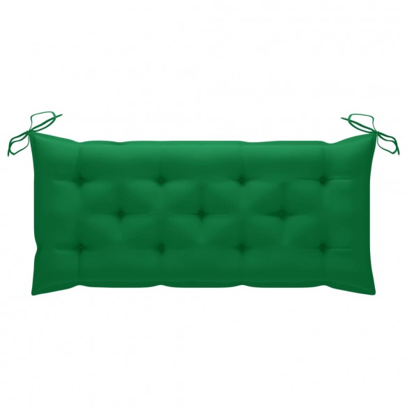 Banc de jardin avec coussin vert 120 cm Bois de teck massif