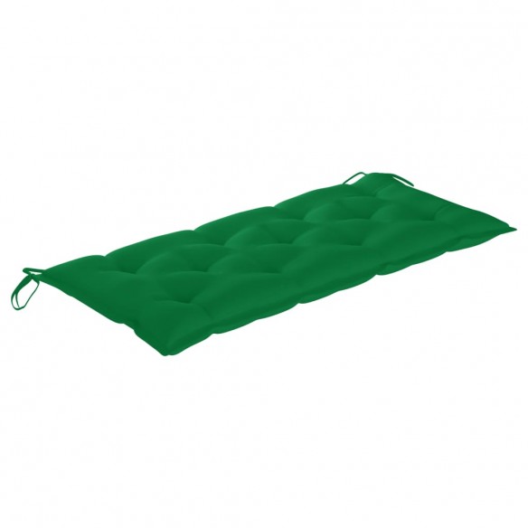 Banc de jardin avec coussin vert 120 cm Bois de teck massif