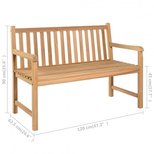 Banc de jardin avec coussin vert 120 cm Bois de teck massif