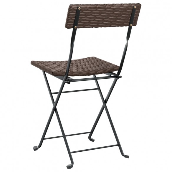 Chaises de bistrot pliantes 6pcs Marron Résine tressée et acier