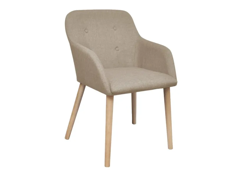 Chaises à manger lot de 2 beige tissu et chêne massif