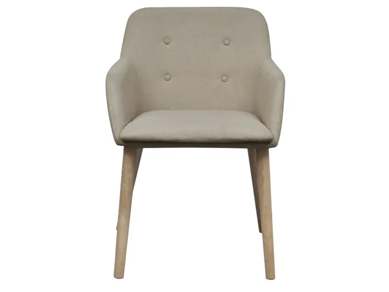 Chaises à manger lot de 2 beige tissu et chêne massif