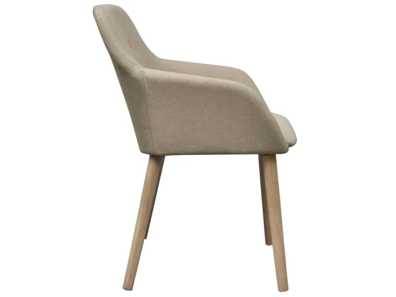 Chaises à manger lot de 2 beige tissu et chêne massif