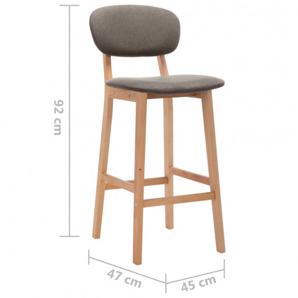 Tabourets de bar lot de 2 taupe tissu