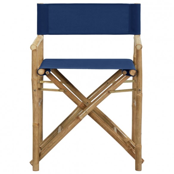 Chaises pliables de directeur 2 pcs Bleu Bambou et tissu