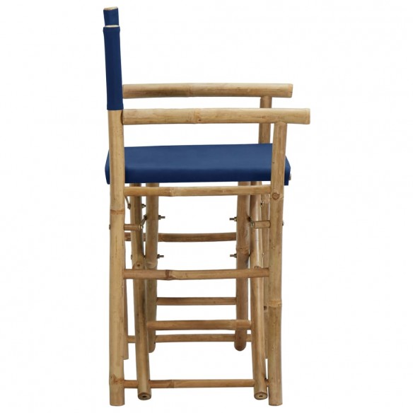 Chaises pliables de directeur 2 pcs Bleu Bambou et tissu