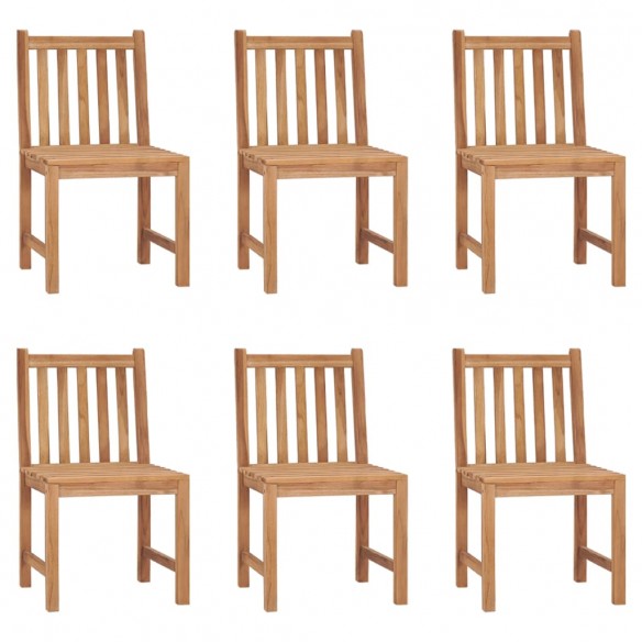 Chaises de jardin 6 pcs avec coussins Bois de teck massif