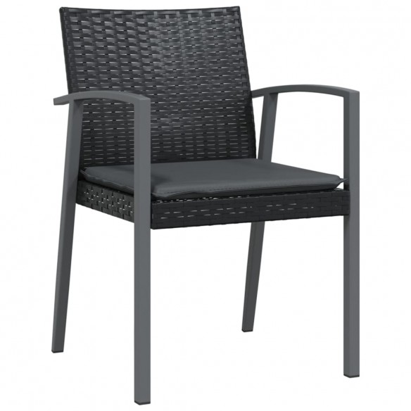 Chaises de jardin et coussins lot de 6 noir 56,5x57x83 cm rotin