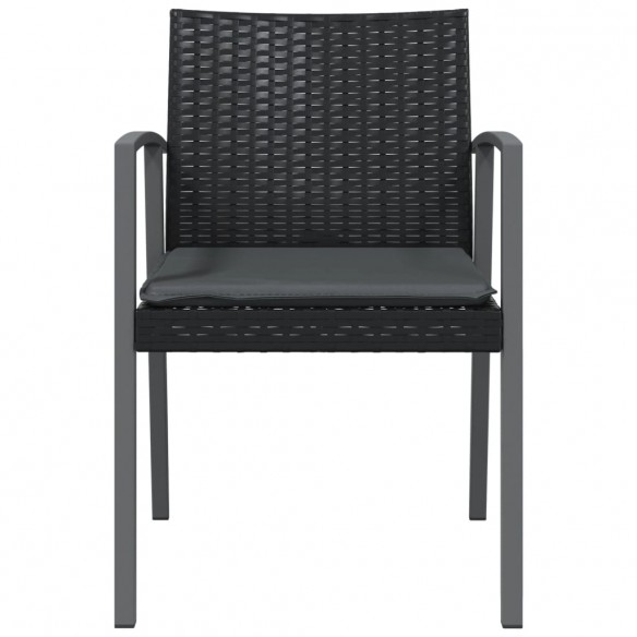 Chaises de jardin et coussins lot de 6 noir 56,5x57x83 cm rotin