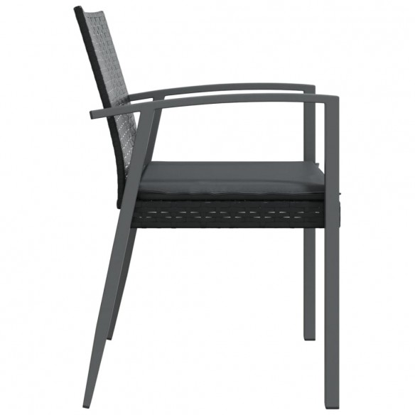 Chaises de jardin et coussins lot de 6 noir 56,5x57x83 cm rotin