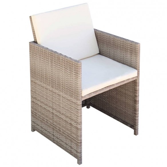 Chaises de jardin 2 pcs avec coussins Résine tressée Beige