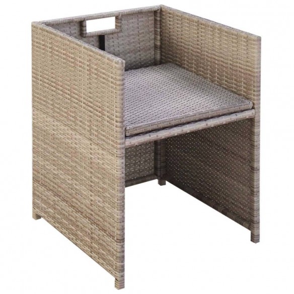 Chaises de jardin 2 pcs avec coussins Résine tressée Beige