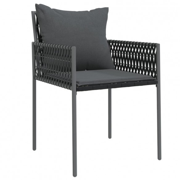 Chaises de jardin avec coussins lot de 4 noir 54x61x83 cm rotin