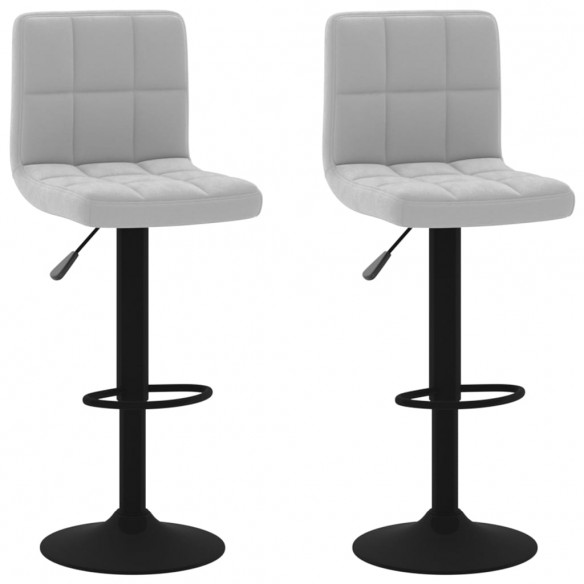 Tabourets de bar lot de 2 gris clair velours