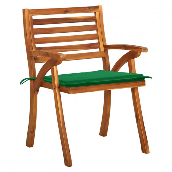 Chaises de jardin avec coussins 8 pcs Bois d'acacia solide