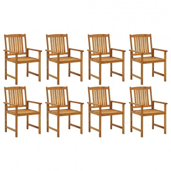 Chaises de jardin avec coussins 8 pcs Bois d'acacia solide