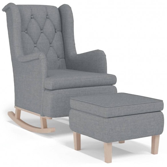 Fauteuil avec pieds à bascule et tabouret Gris clair Tissu