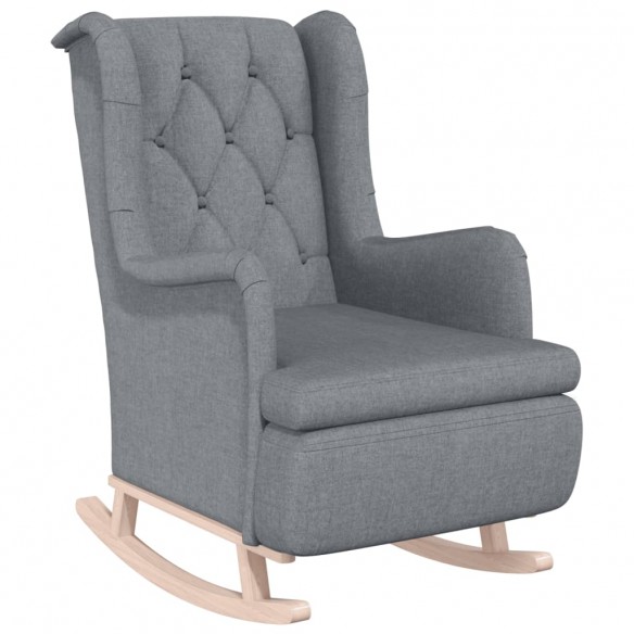 Fauteuil avec pieds à bascule et tabouret Gris clair Tissu