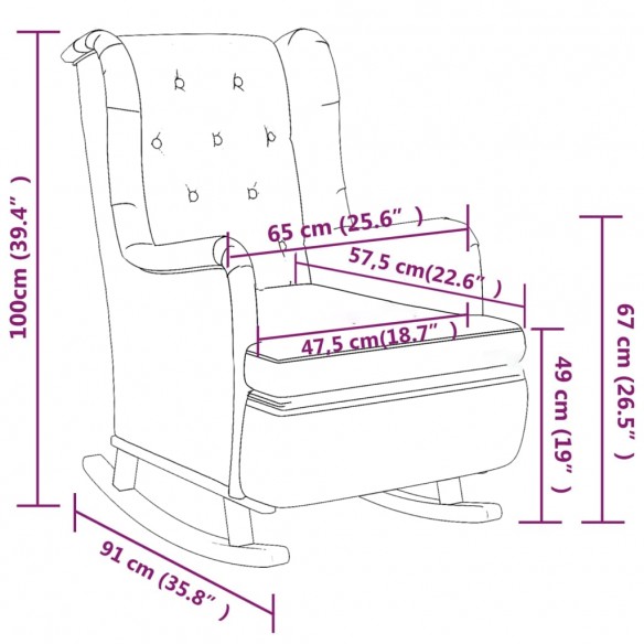 Fauteuil avec pieds à bascule et tabouret Gris clair Tissu