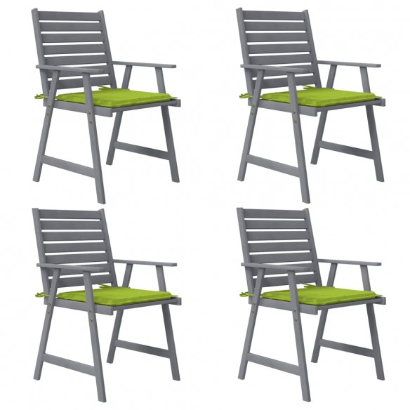 Chaises à dîner d'extérieur avec coussins 4 pcs Acacia massif