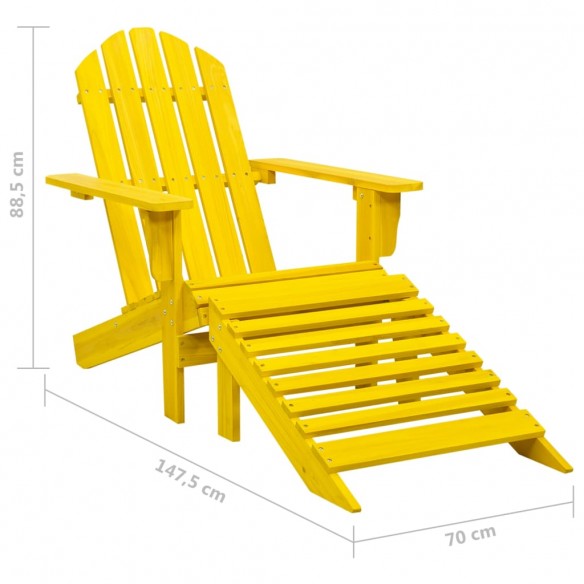 Chaise de jardin Adirondack avec pouf Bois de sapin Jaune