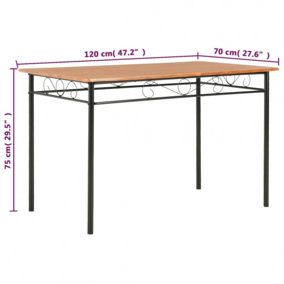 Table de salle à manger Marron 120 x 70 x 75 cm MDF