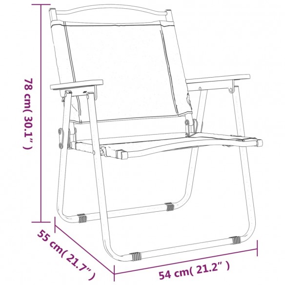 Chaises de camping 2 pcs Noir 54x55x78 cm Tissu Oxford