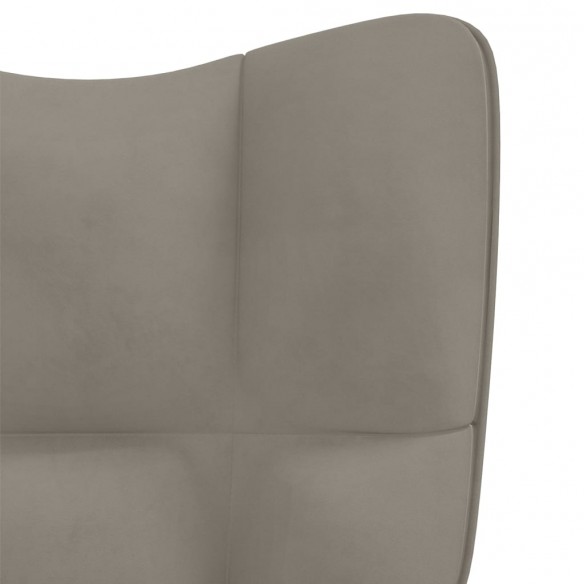 Chaise à bascule avec repose-pied Gris clair Velours