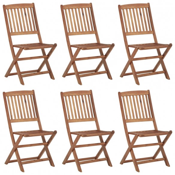 Chaises pliables de jardin 6 pcs avec coussins Bois d'acacia