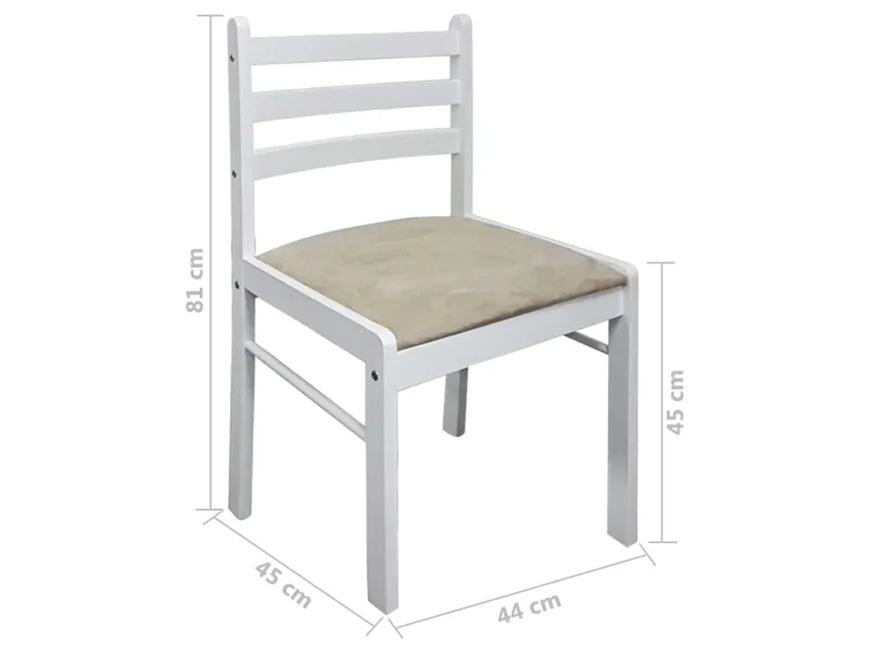 Chaises à manger lot de 2 blanc hévéa solide et velours
