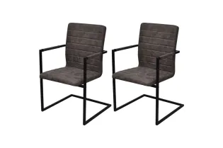 Chaises à manger cantilever lot de 2 marron similicuir